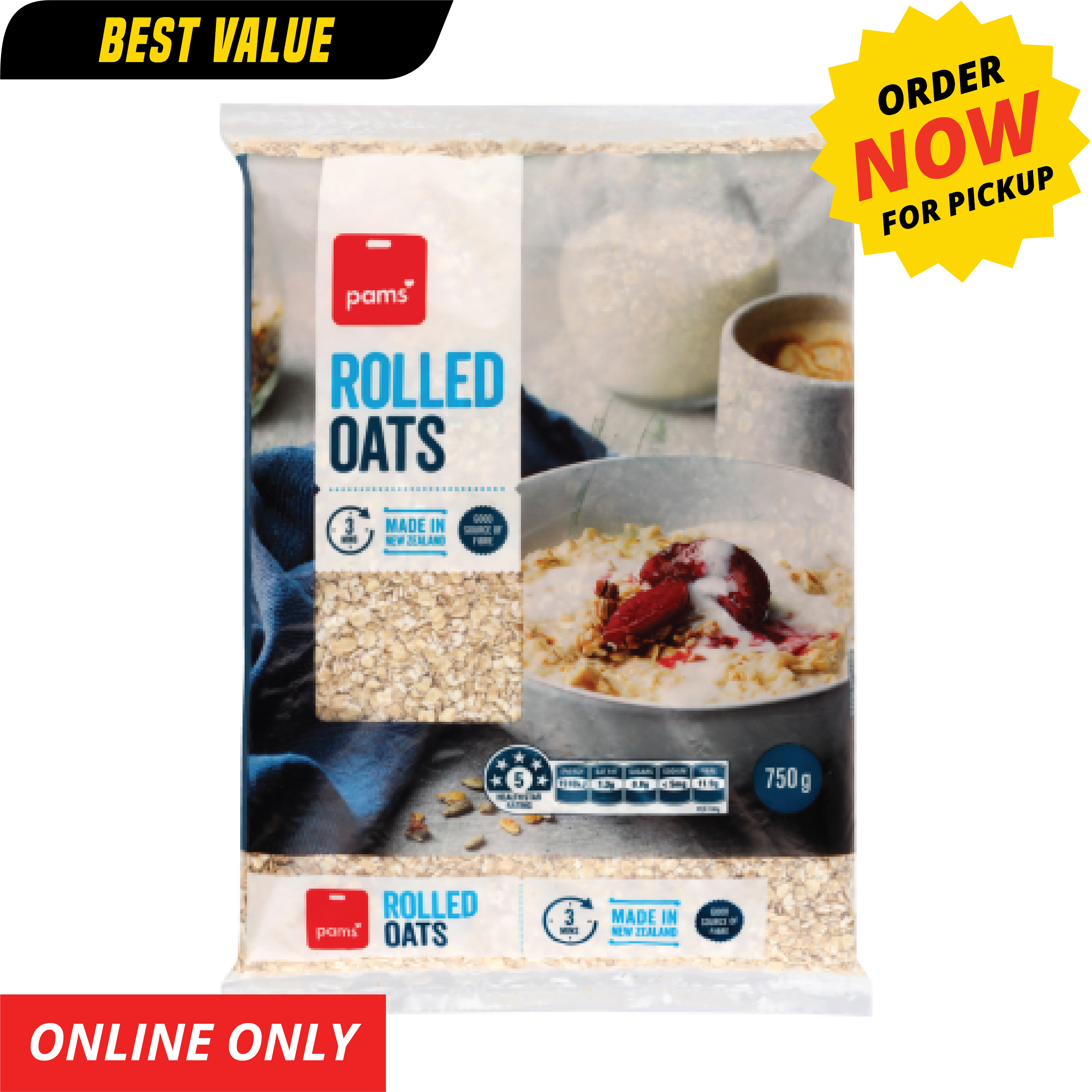 Pams Rolled Oats 750g [ONLY AT TAUFUSI] "PICKUP FROM BARGAIN WHOLESALE"