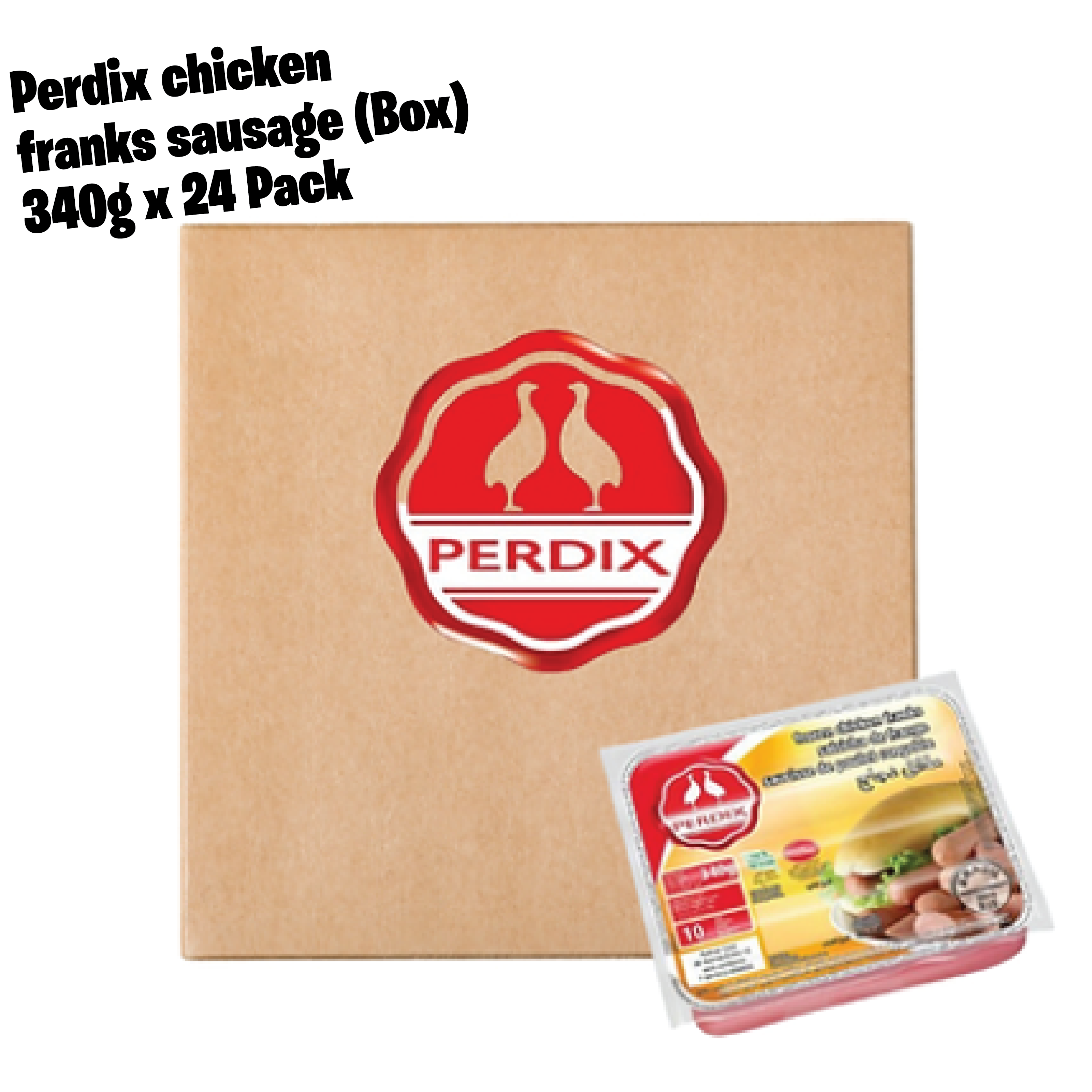 Perdix chicken franks sausage (Box) 340g x 24 Pack [ONLY AT TAUFUSI] "PICKUP FROM BARGAIN WHOLESALE"