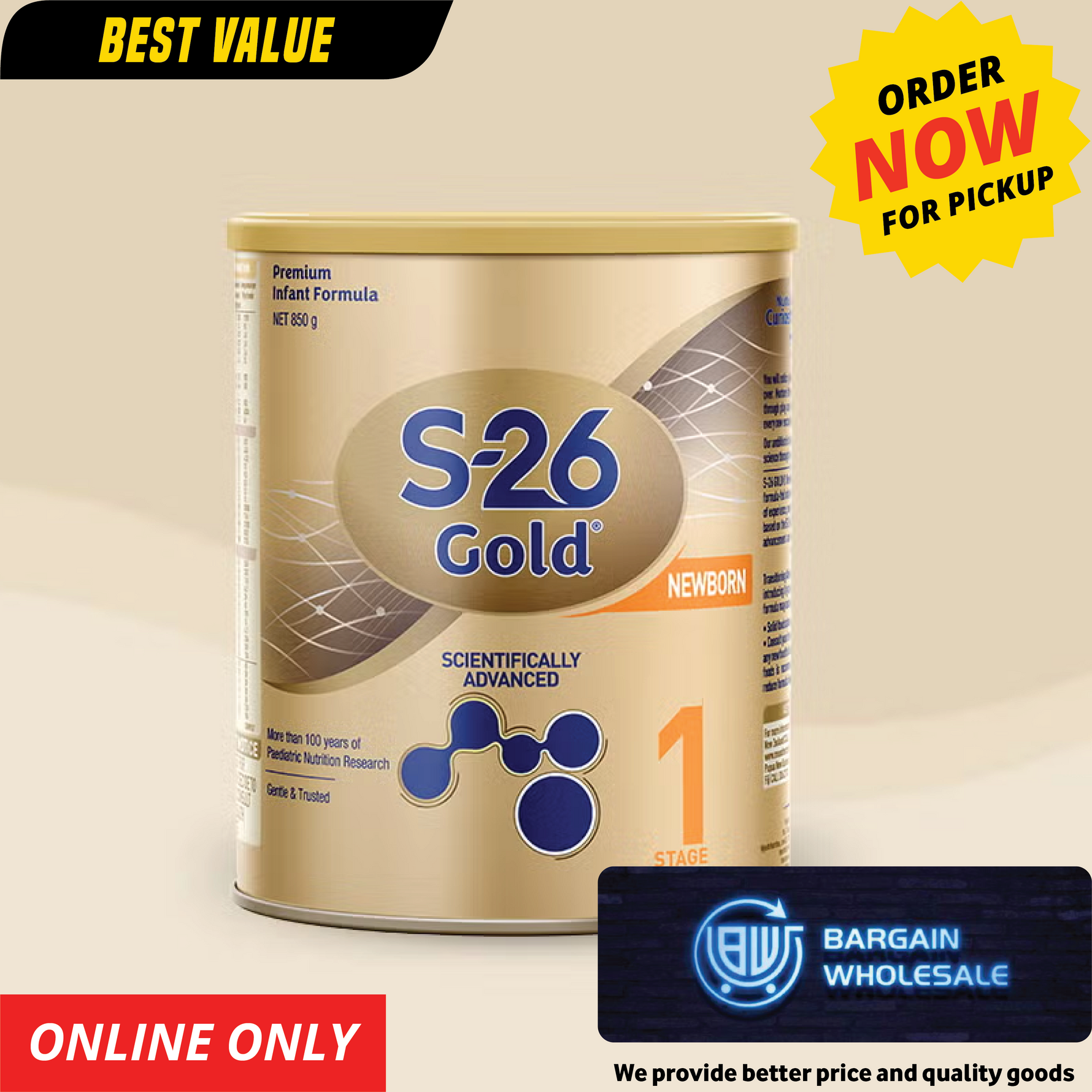 S26 Gold Stage 1 Newborn Baby Infant Formula From Birth [ONLY AT TAUFUSI] 