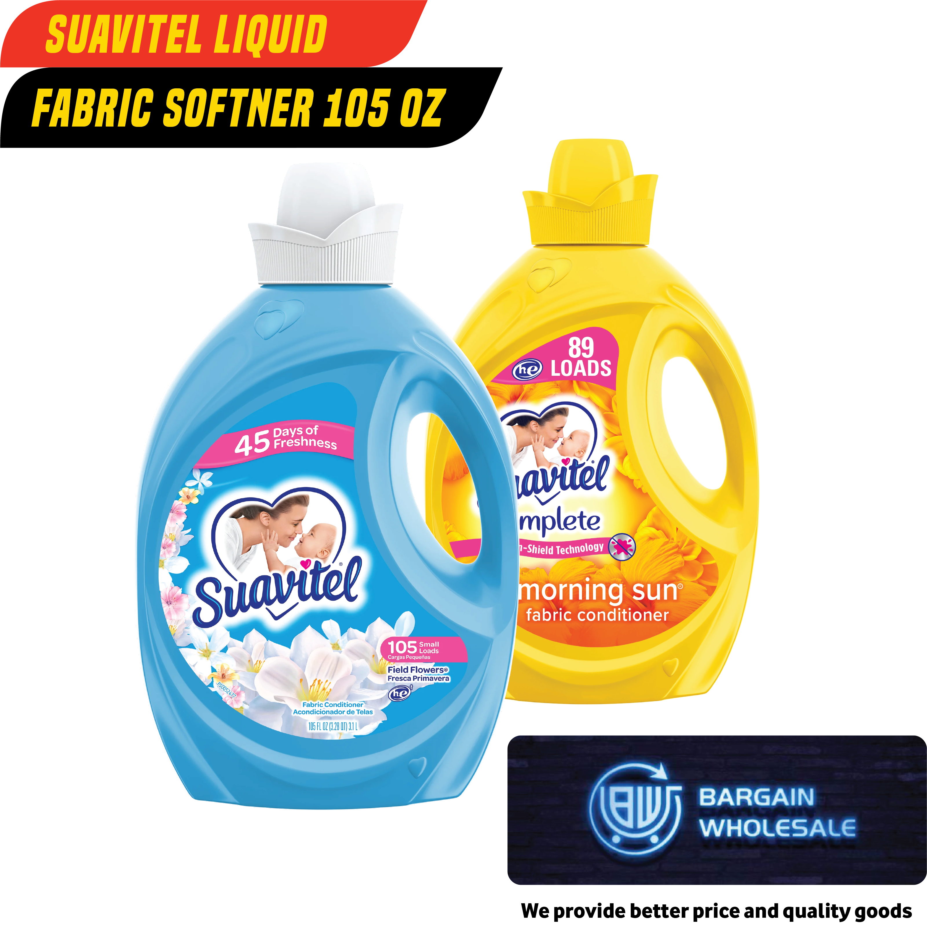 Suavitel Liquid Fabric Softener 105 oz [ONLY AT TAUFUSI] "PICKUP FROM BARGAIN WHOLESALE"