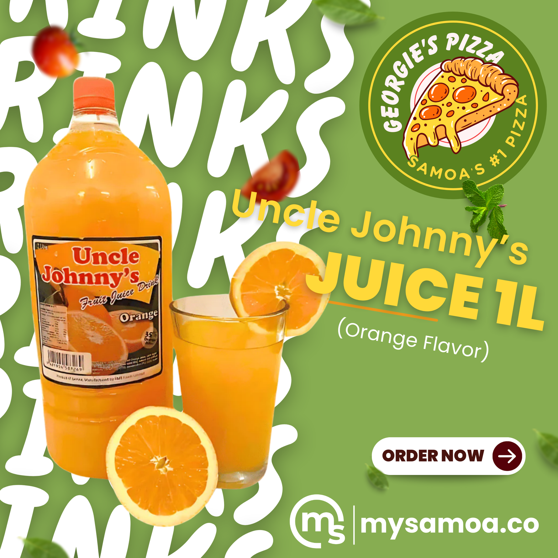 Uncle Johnny's Orange Juice 1L - Pickup from Georgie's Pizza Taufusi