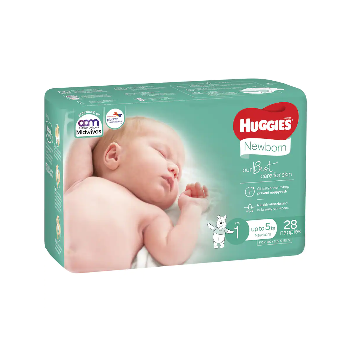 Huggies Essentials Nappies Newborn (Up To 5Kg), 28 Pack
